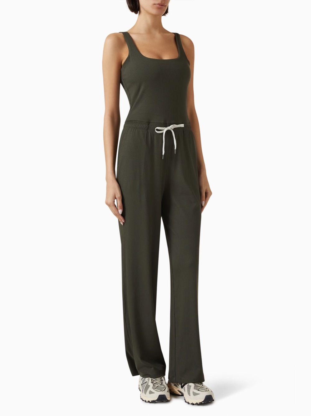 Vuori Pose Scoop Jumpsuit Rib Knit Small Kale Green